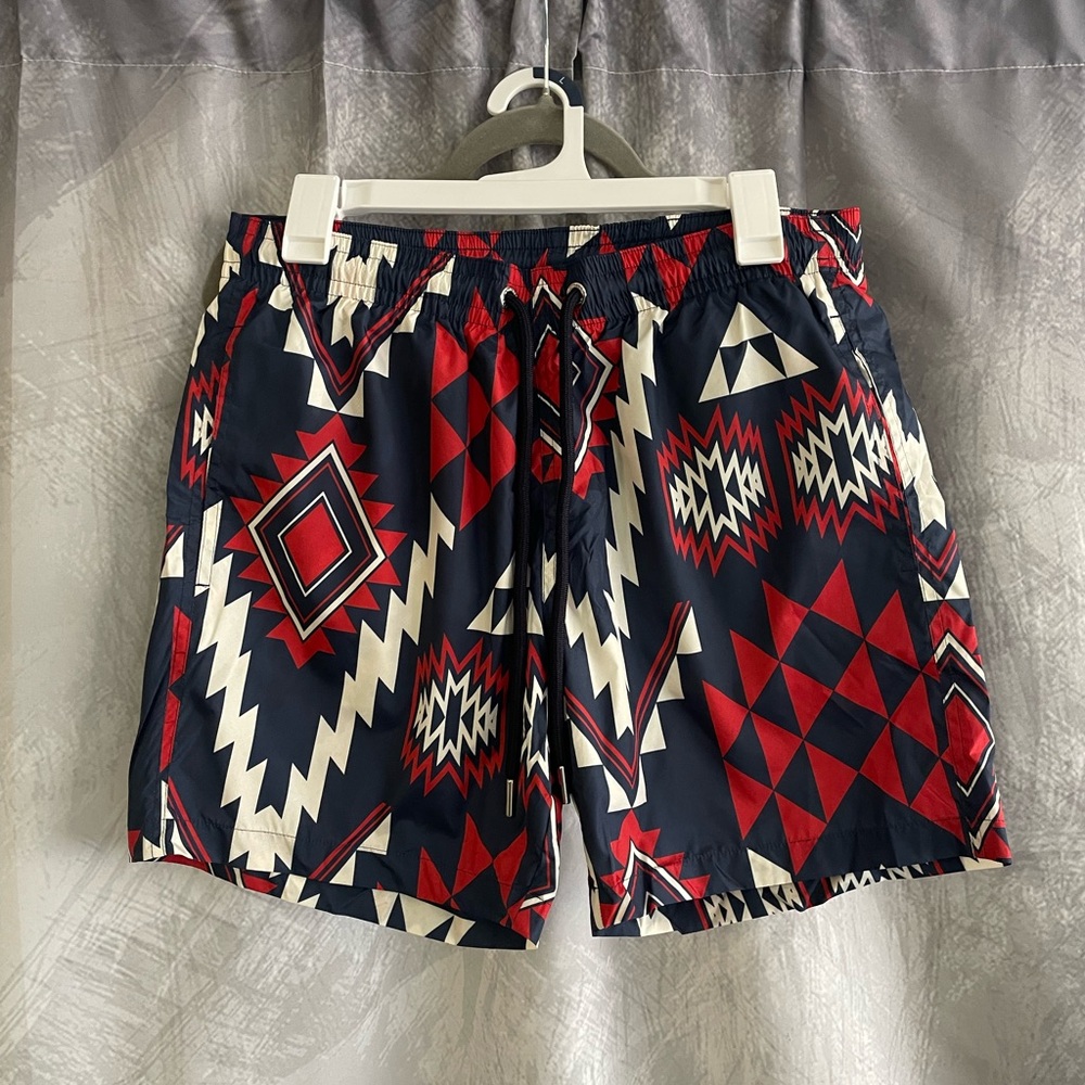 Moncler Red and Black Patterned Shorts